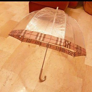 Burberry childrens' clear bubble dome umbrella nova check trim RARE